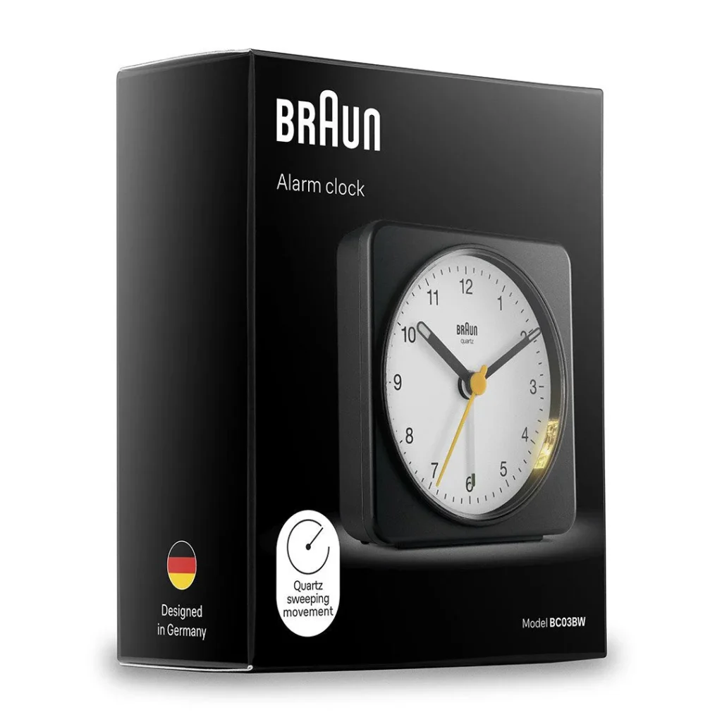 BRAUN BC03BW SİYAH-BEYAZ KLASİK SEYAHAT ANALAOG ALARMLI MASA SAATİ