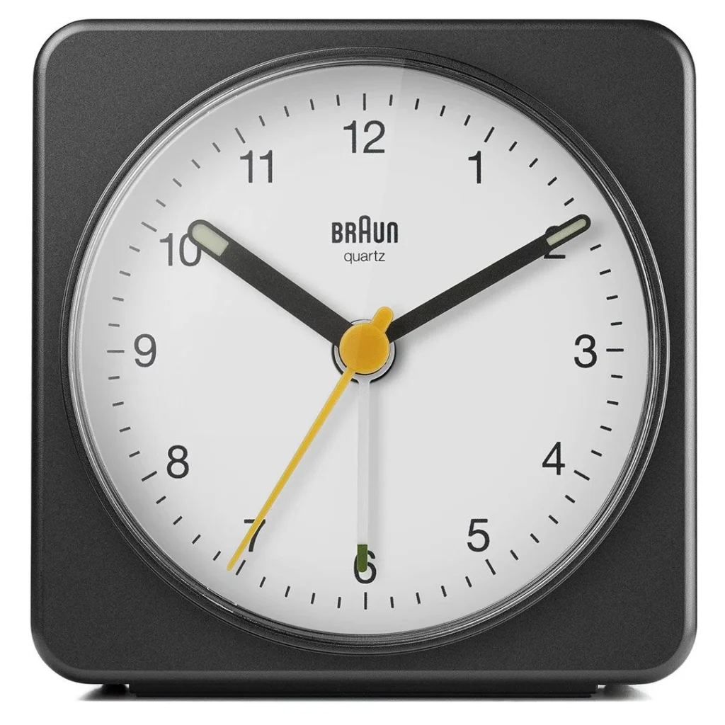 BRAUN BC03BW SİYAH-BEYAZ KLASİK SEYAHAT ANALAOG ALARMLI MASA SAATİ