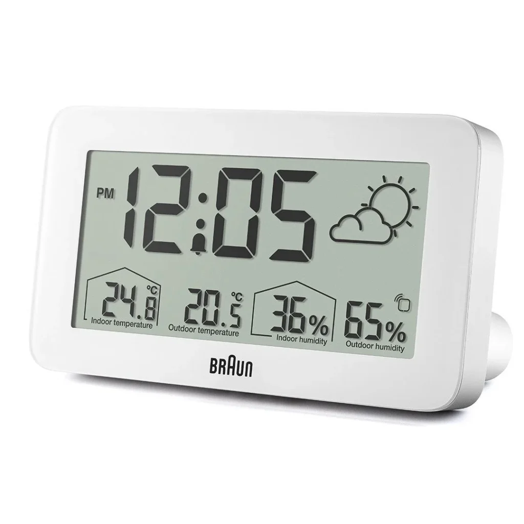 BRAUN BC13WP BEYAZ DİJİTAL HAVA DURUMU ALARMLI MASA SAATİ