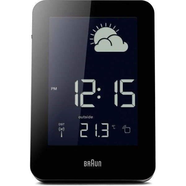 BRAUN BNC013BK-RC HAVA İSTASYONLU MASA SAATİ SİYAH