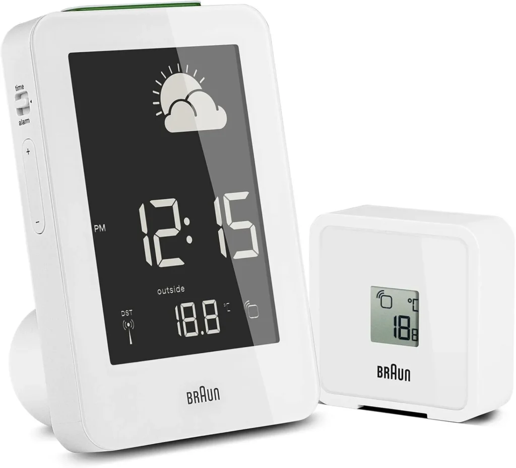 BRAUN BNC013WH-RC HAVA İSTASYONLU MASA SAATİ BEYAZ