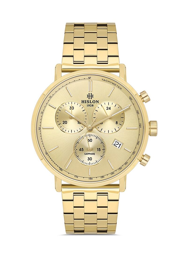 HISLON MS210G-08SG Erkek Kol Saati - Çelik Kordon ve Siyah Kadran Önden Görünüm